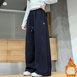 女童加绒卫裤2025年秋冬新款中大童撞色腰口弯刀阔腿裤运动裤长裤，童装裤子，祺儿童装