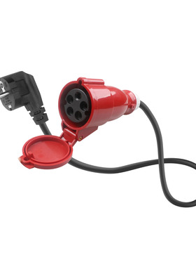红色防水CEE插座至schuko欧规转换电源插头适配器5芯32A380V铜