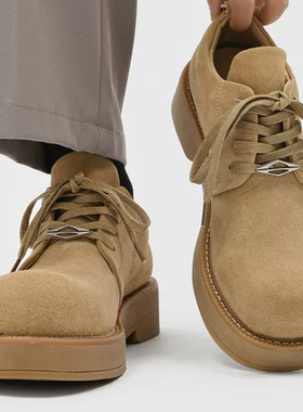 德比鞋牛皮2026春夏新款米奇大头鞋厚底低帮大黄靴圆头时尚皮鞋