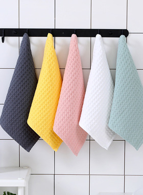 A类纯棉华夫格方巾全棉素色洗脸毛巾幼儿园小毛巾柔软吸水