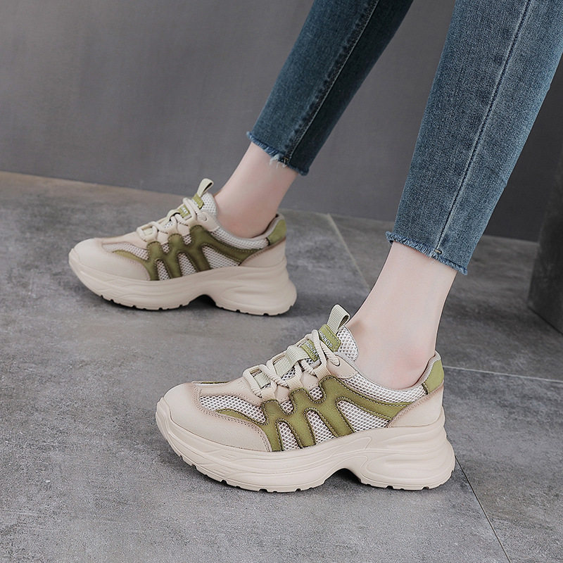 头层牛皮复古阿甘鞋女夏季新款厚底老爹鞋不累脚户外运动休闲鞋子