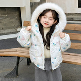 儿童加厚保暖甜美棉袄2025新款冬装连帽棉衣外套女孩保暖棉服P105，童装棉衣，祺妙童装