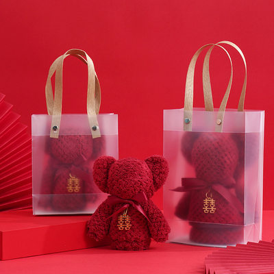 结婚毛巾创意红色小熊毛巾喜铺结婚伴手礼回礼伴娘实用小礼品礼盒