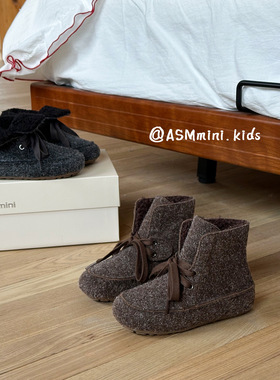 2025冬季新款儿童个性两穿保暖短靴棉靴子韩版女童可翻边软底棉鞋