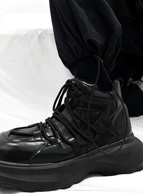 黑武士帮老爹鞋小众厚底运动鞋英伦牛皮短靴街风马丁靴