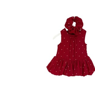 出口外贸法国意大利欧美风格 送发圈花苞小花背心复古连衣裙子潮女