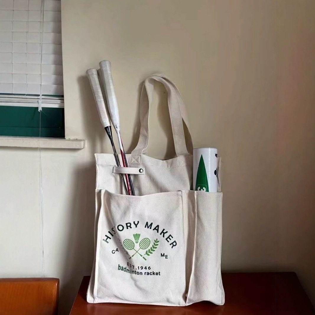 羽毛球拍包轻便款运动健身包大容量帆布包手提网球包学生书包收纳