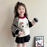 女童加绒卫衣秋冬2025新款卡通洋气儿童打底衫韩版女冬装上衣P61，童装卫衣/绒衫，祺妙童装