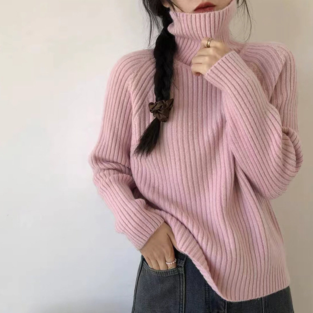 高领毛衣女厚秋冬2025新款亮闪软糯慵懒风宽松外穿跨境针织打底衫