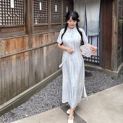 大码女装新中式改良旗袍连衣裙