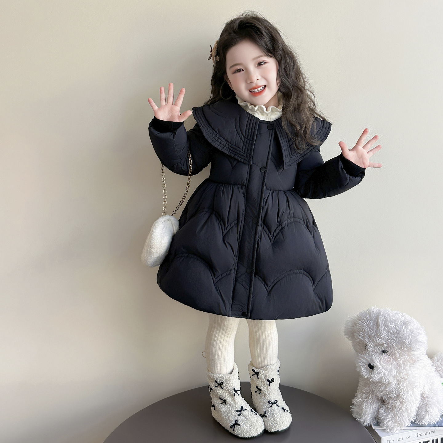 女童羽绒服冬装2025新款洋气儿童冬季女加厚中长款白鸭绒外套