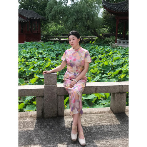 国风新中式改良碎花裙旗袍