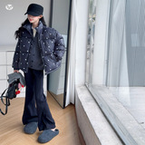 女童2025年冬季新款可爱小爱心加厚棉服女大童宽松御寒时尚面包服，童装棉衣，祺儿童装