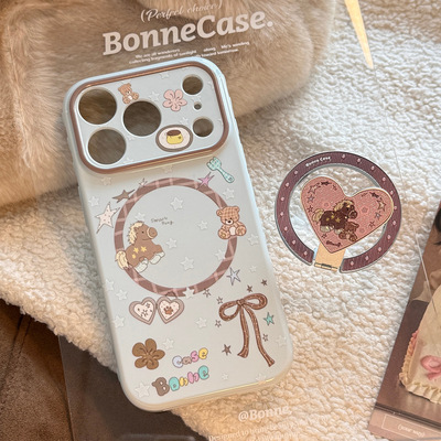 AceCase可爱木马小熊iphone16苹果17promax适用15手机壳14闪粉13磁吸支架12卡通11软