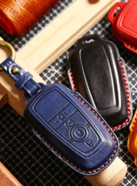 适用于福特猛禽F150福克斯福睿斯蒙迪欧锐界汽车真皮钥匙包皮套扣