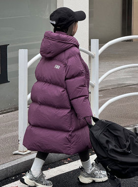 儿童长款羽绒服韩版新款女童中大童加厚连帽白鸭绒保暖洋气外套潮