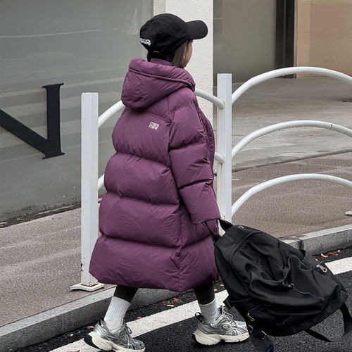儿童长款羽绒服韩版新款女童中大童加厚连帽白鸭绒保暖洋气外套潮