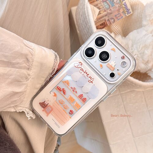Ins Style Bear Bread Phone Case 适用 iPhone 18 Pro 17 Pro Max 16 15 Full Coverage Cover Korean Style