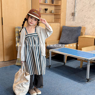 娇气妈童装新款女童韩版吊带裙长款女宝宝可叠穿无袖休闲风连衣裙