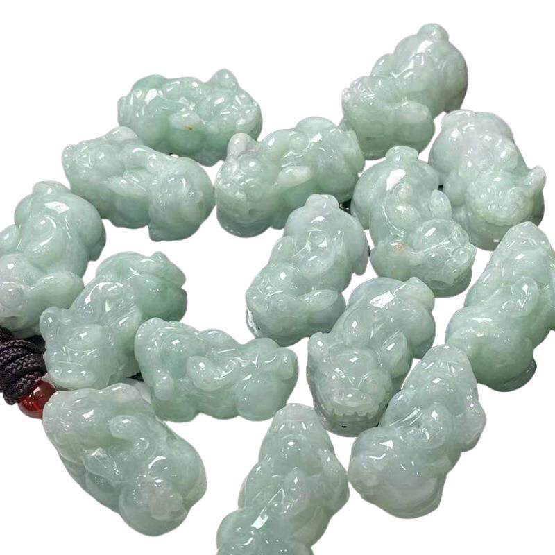 缅甸天然翡翠挂件 豆绿玉石玉器貔貅翡翠吊坠珠手饰饰品