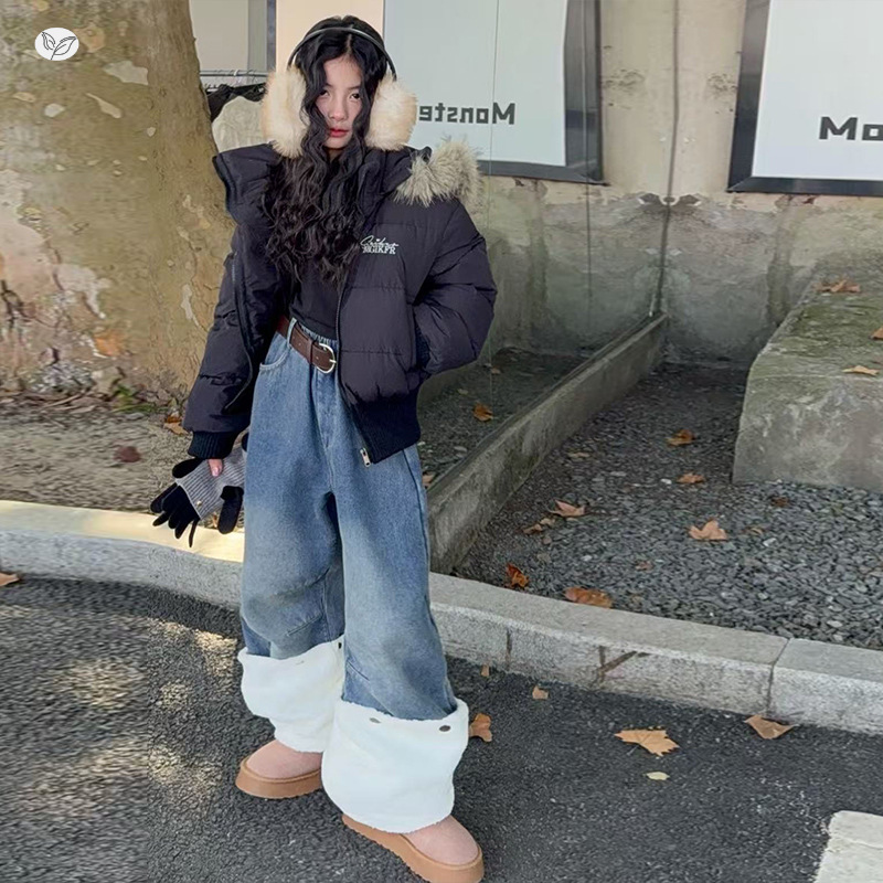 女童2025年冬季新款可脱卸毛领棉服女大童短款显刺绣气质面包服，童装休闲套装，祺儿童装