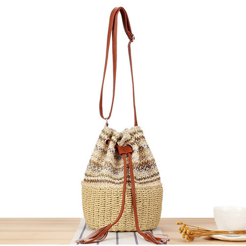 New stylish mixed-color woven bag beach vacation daily casua