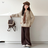 女童2025年冬新款立体玩偶兔子毛衣套装女大童可爱软糯针织衫毛衣，童装毛衣，祺儿童装