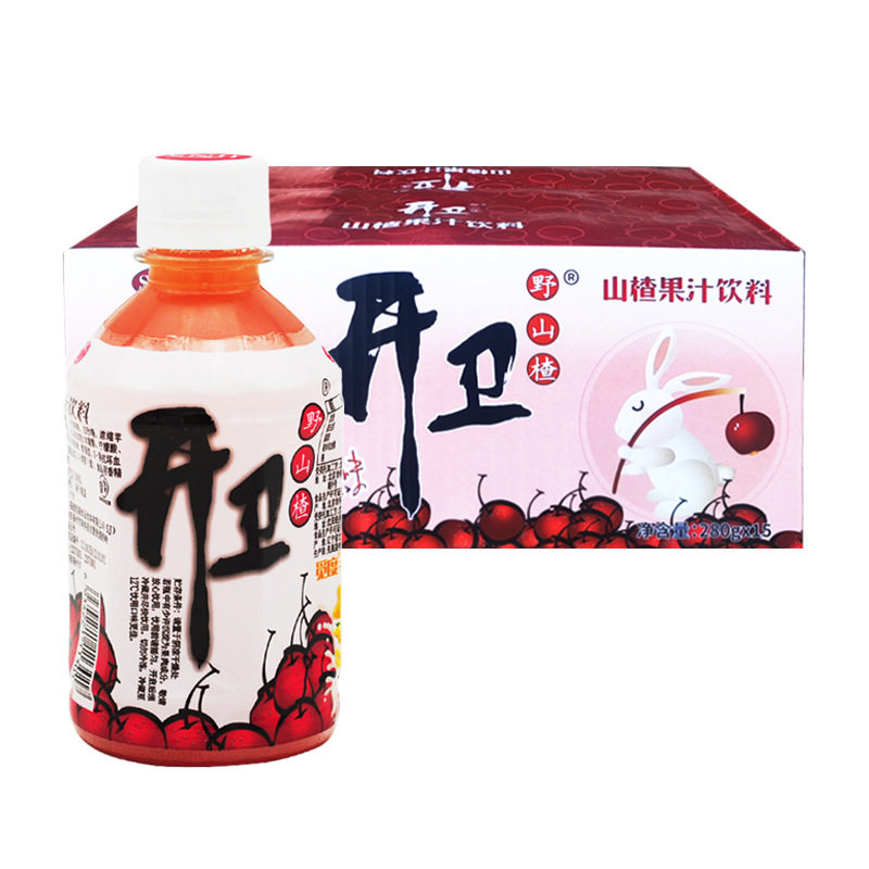 胜基开卫野山楂汁果汁果肉饮料280g*15瓶装整箱装酸甜果味饮品