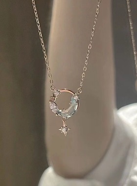 星辰揽月项链 银色逐梦星河月亮项链女锁骨链轻奢小众ins闺蜜礼物
