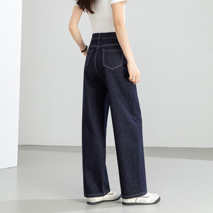 Eworld26春 丹宁阔腿牛仔裤女薄款九分休闲直筒裤X86027