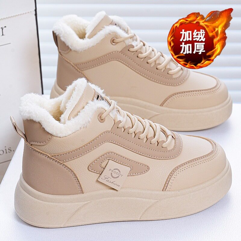 冬季加绒帮鞋子女韩版百搭厚底加厚保暖棉鞋休闲运动鞋板鞋潮鞋