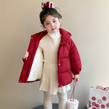 女童加绒保暖棉服冬季2025红儿童洋气加厚冬装时尚外套P118，童装棉衣，祺妙童装