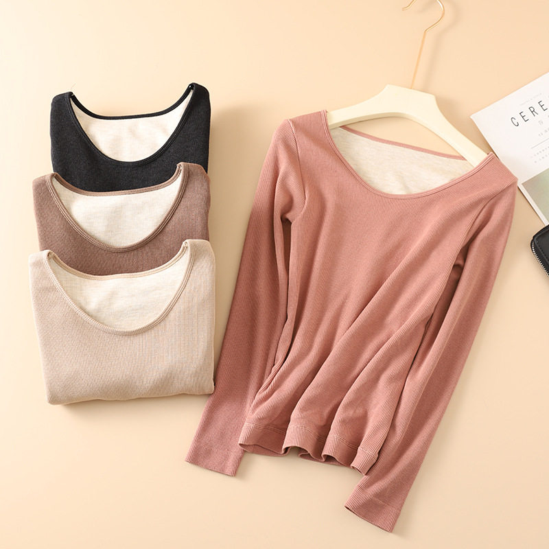 NC德绒发热加绒保暖内衣打底美体衣女士秋冬加厚修身蓄热秋衣