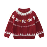 女小童加厚毛衣秋冬季洋气女保暖针织衫冬装儿童红色过年上衣P74，童装毛衣，祺妙童装