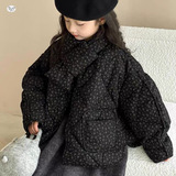 女童碎花棉服2025年冬季新款中大儿童短款面包服休闲加厚棉衣外套，童装棉衣，祺儿童装