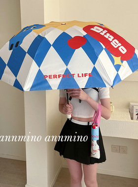 annmino大手提袋/雨伞可爱女生晴雨两用级感折叠太阳伞防紫外线