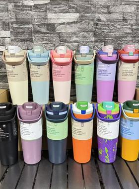 跨境Owala同款30oz手提便携保温杯304不锈钢简约双饮吸管汽车杯