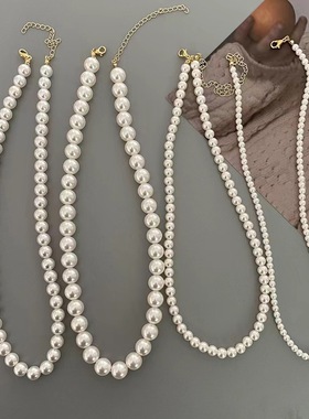 法式轻奢仿珍珠项链女ins级感气质百搭时尚锁骨链网红颈链
