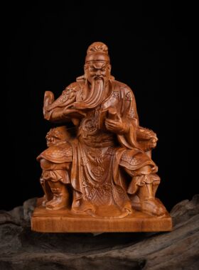 雷击枣木摆件关羽关公家居书房桌面小摆件文财神纳福10厘米直播