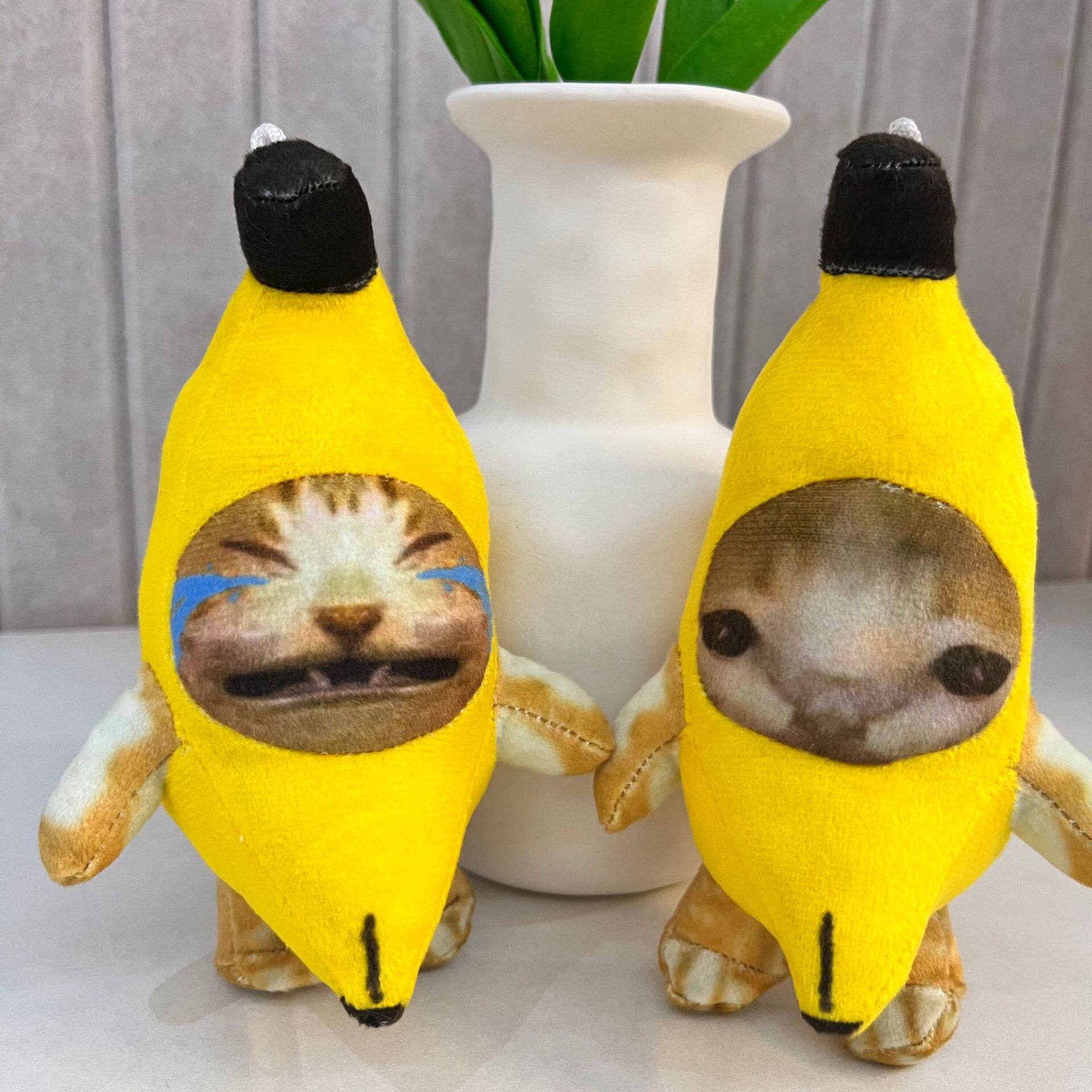 抖音搞怪动物香蕉猫玩偶语音毛绒玩具儿童发声挂件钥匙扣娃娃礼物