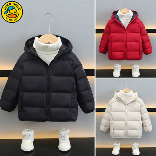 儿童轻羽绒服加厚连帽面包款女童白鸭绒童装中大童跨境