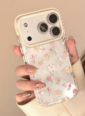 Oil painting colorful flowers clear case适用iphone 11 12 13 14 15 16 17 pro max