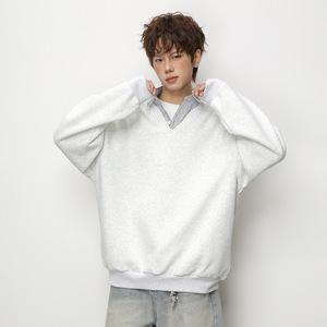 V领卫衣春款重磅质感复古学院风polo套头衫外套OW8031-P58控98，女装短外套，电商A362