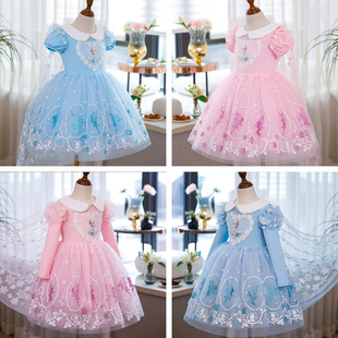 kids Frozon princess Elsa party dress summer girl dresses