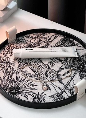 轻奢复古风铁艺托盘客厅茶几玄关卧室香薰首饰杂物收纳盘装饰摆盘