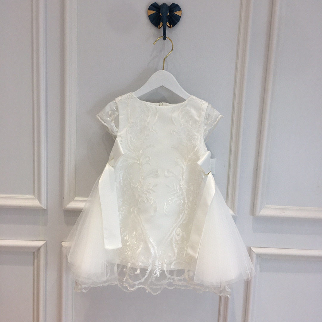 高端品牌女童礼服裙儿童新款刺绣连衣裙韩版网纱气质蝴蝶结公主裙