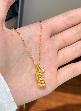 新中式禅意国潮时尚精致气质百搭塔锆石珍珠项链轻奢锁骨链女