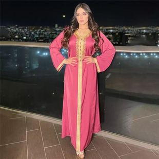 rhinestone ribbon lace women robe dress long skirt