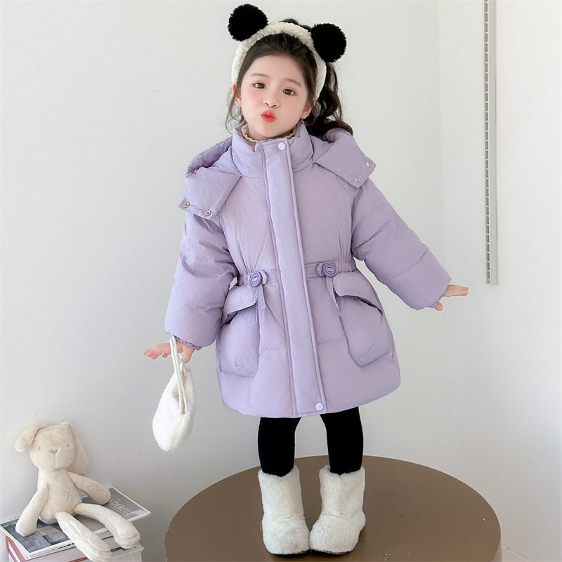 女童轻薄羽绒服2025新款冬季儿童中长款洋气加厚冬装收腰外套P168，童装羽绒服，祺妙童装