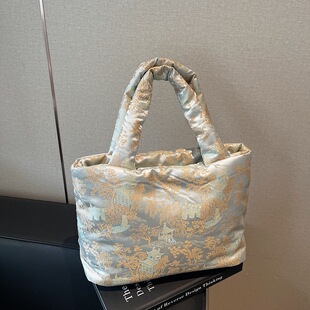 文艺复古新中式手提拎包女式夹棉服手挽包慵懒风单肩包时尚腋下包